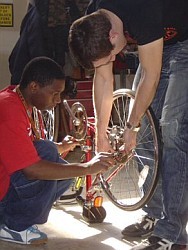Kids at the Holton Youth Center met up in 2006 with Velo Trocadero, Alterra Mountain Bike Team, and Mario Costantini to learn how to fix bikes.